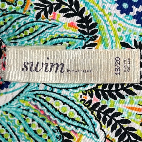 Cacique Lane Bryant Swim Cover Up Top Size 18/20 Popover Boho Beach Vacation - Picture 7 of 8